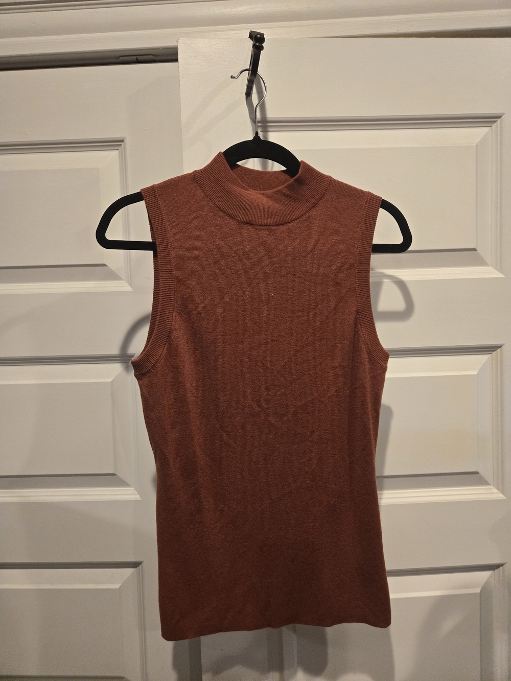 Sleeveless Mock Neck Knit Top - Rust